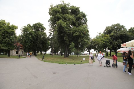 Kalemegdan on avara ja vehreä puisto.